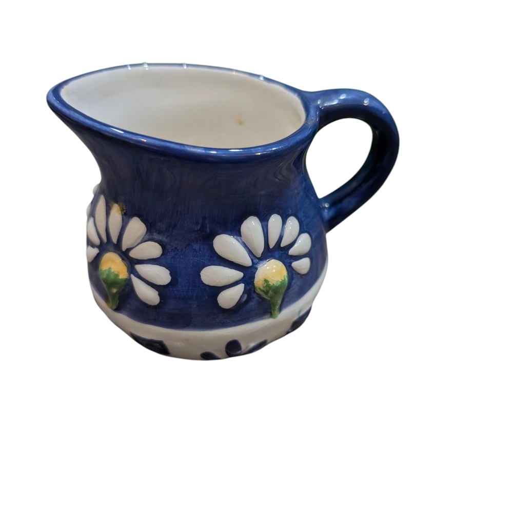 Blue Floral Ceramic Pitcher